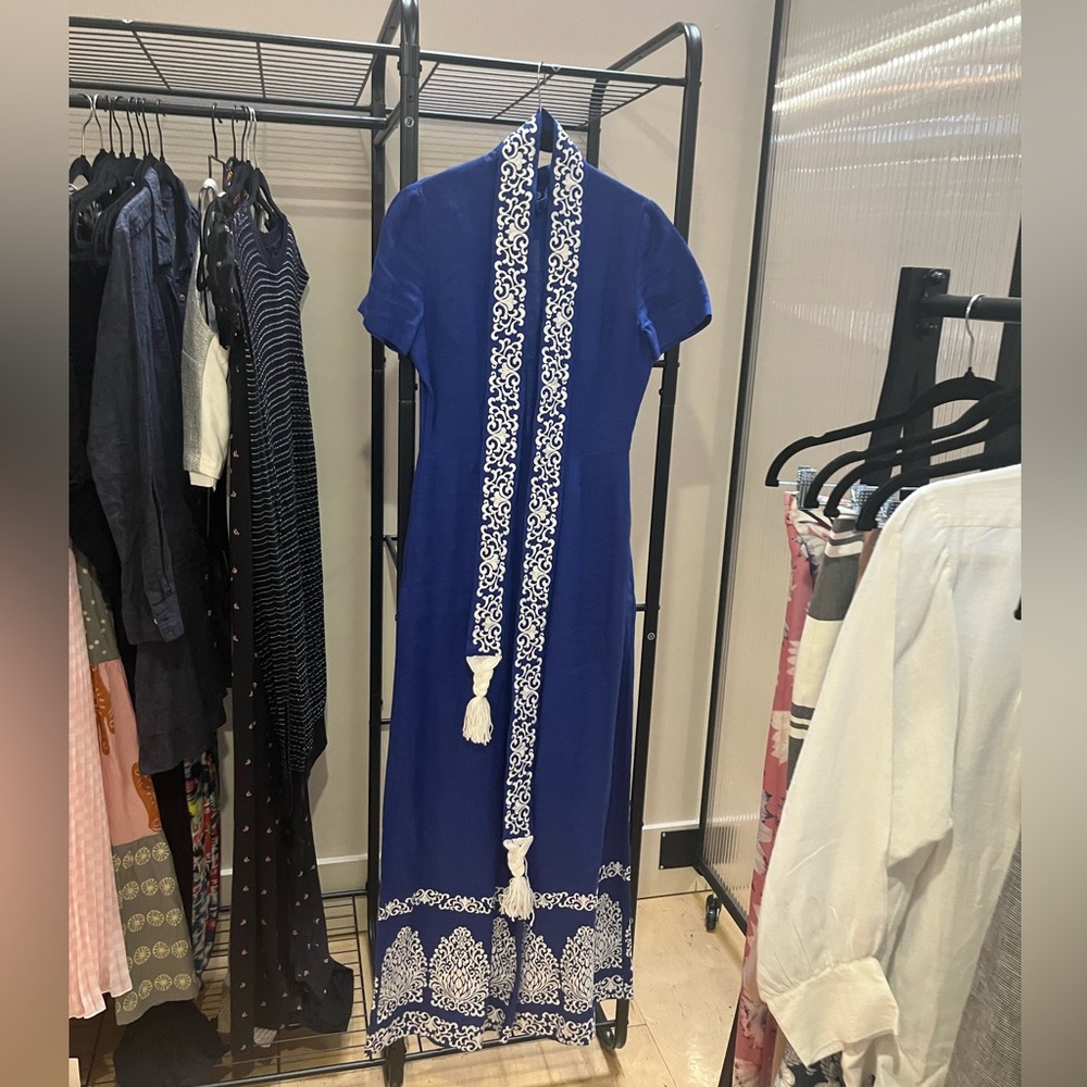 Fanm Mon Maxi Blue Dress with Belt